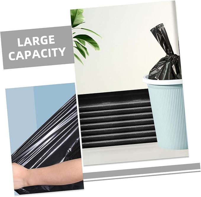 200pcs Thickened Plastic Trash Bags Strong Kitchen and Bathroom Garbage Liners Black Plastic Bags for Home Hotel Restaurant Use