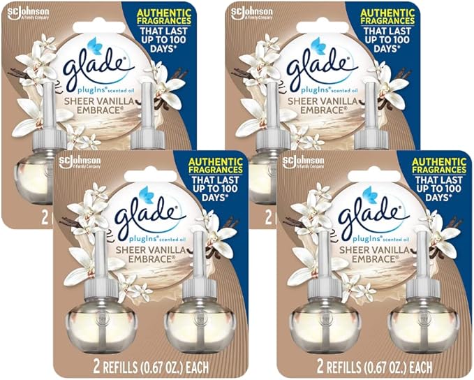 Glade Plugins Refills Sheer Vanilla Embrace 2 CT 1.34 Fl Oz (Pack of 4)