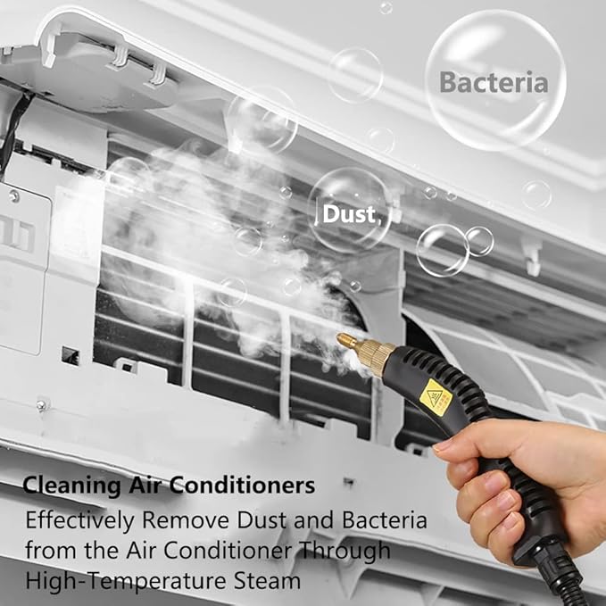 High Pressure Steam Cleaner Gun 2500W Portable High Temperature Steam Cleaning Machine with 3 Brush Home Use Powerful Handheld Steam Cleaner for Kitchen Grease Furniture Bathroom Car (Orange)
