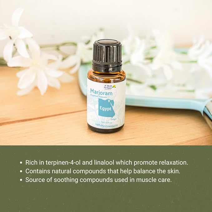 Marjoram Essential Oil - Direct from Al Sheikh for Export Egypt - Steam Distilled - Aceite de Mejorana for Aromatherapy Massage Diffuser DIY Candle and Soap Making - 2lbs