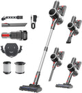 Cordless Vacuum Cleaner Stick Vacuum Rechargeable 550W 45KPA Powerful Suction Lightweight Vacuum Cleaners for Home Anti-Tangle Self Standing for Pet Hair Hardwood Floor Carpet - Sliver