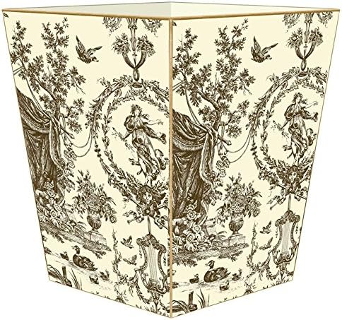 Marye-Kelley WB546-Brown &amp Creme Toile Wastepaper Basket