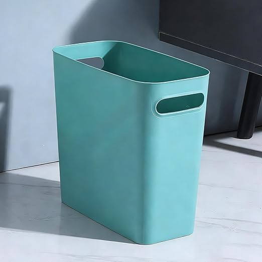 2.4 Gallon Slim Trash Can Small Plastic Wastebasket for Bathroom Office Kitchen Narrow Space Under Sink or Desk (Green)