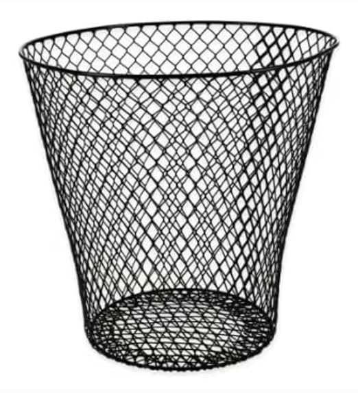 Metal Mesh Waste Basket Black Round Open Top Design Set of 4