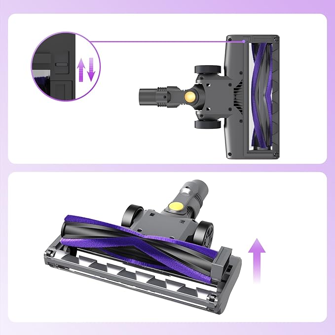 N15 Motorized Brush Flexible Floor Brush Head with Green LED Headlights Suit N15 Cordless Vacuum Cleaner(Purple)
