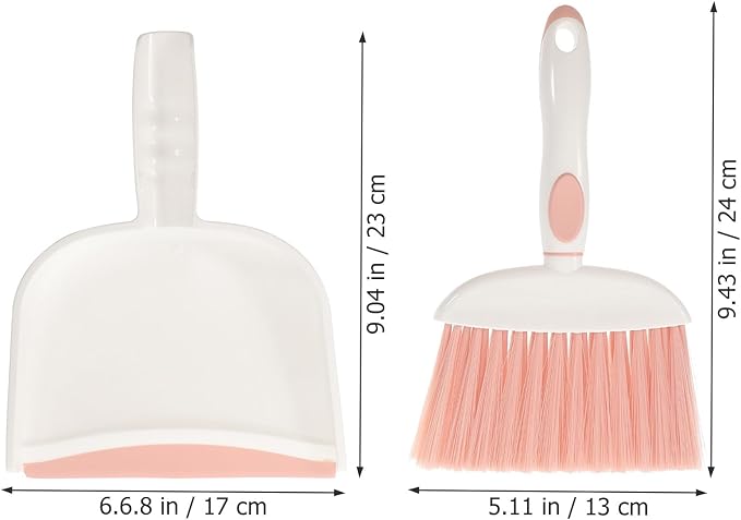 Mini Broom and Dustpan Set 3pcs Plastic Whisk Broom Household Desktop Cleaning Supplies for Indoor Sweeping and Small Area Dust Removal