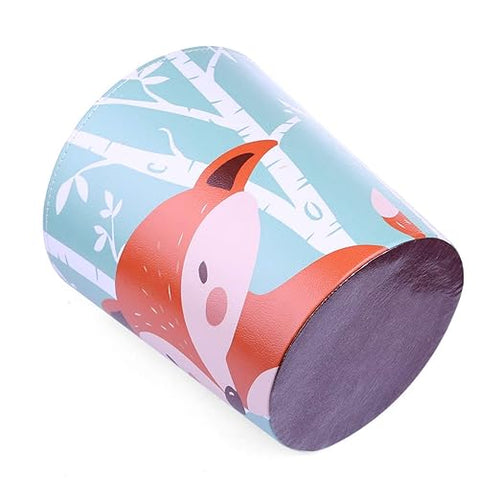 10L/2.64 Gallon Trash Can Decorative Waste Basket PU Leather Waste Paper Basket Waterproof Garbage Can for Bathroom Bedroom Office Kitchen and Living Room - Fox-1