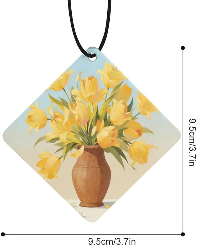5PCS Car Air Freshener Hanging Personalized Double Sided Yellow Lily Car Fresheners Long Lasting New Cars Scents Cute Automotive Freshies for Closets Drawers (tea)