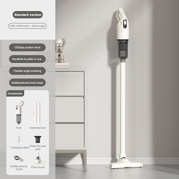 Cordless Vacuum Cleaner - Handheld Stick Vacuum High Suction Dust Remover | Household Carpet Hard Floor Cleaning Tool Lightweight Powerful