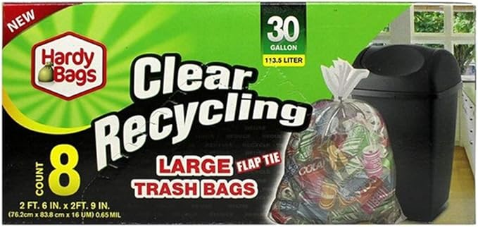32ct Clear 30 Gallon Recycling Large Trash Bags Garbage Disposable Heavy Duty