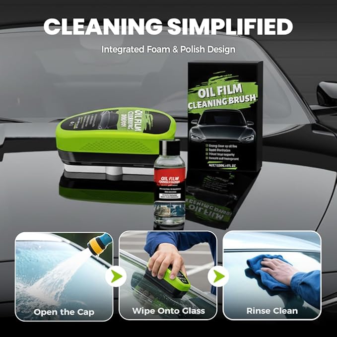 Automotive Oil Film Cleaning BrushGlass Cleaner Car Windshield Cleaner 150ml Automotive Oil Film Cleaning Brush - Preserve Clarity Immediately See the Effects (2PCS)