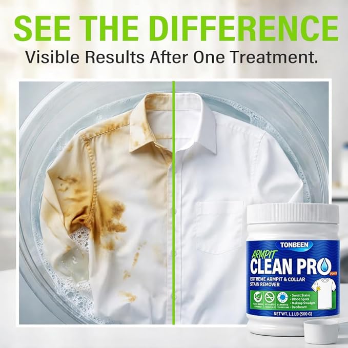 Oxygen Laundry Powder Sweat &amp Deodorant Armpit Stain Remover for Clothes Hyper Concentrated &amp Suitable for Multi-Stain Yellow Oil Spot Tough Stain Build Up Remover Gentle On Fabrics - 500g