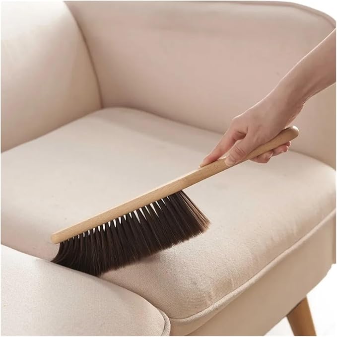 1pc Hand Broom Counter Duster Dusting Brush for Home Cleaning Soft Dust with Long Wooden Handle for Bed Sofa Furniture