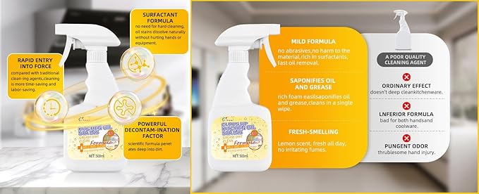 3PC All-Purpose Oil Stain Cleaner Powerful Kitchen Degreaser Spray Grease &amp Stains Remover Multipurpose Cleaning Supplies for Kitchen and Bathroom3pcs All Purpose Cleaner