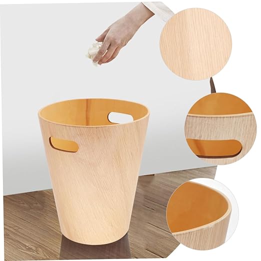 Alipis Desk Trash Can Wood Garbage Bin Recycle Bin Bathroom Bedroom Tiny Wastebasket Japanese Style