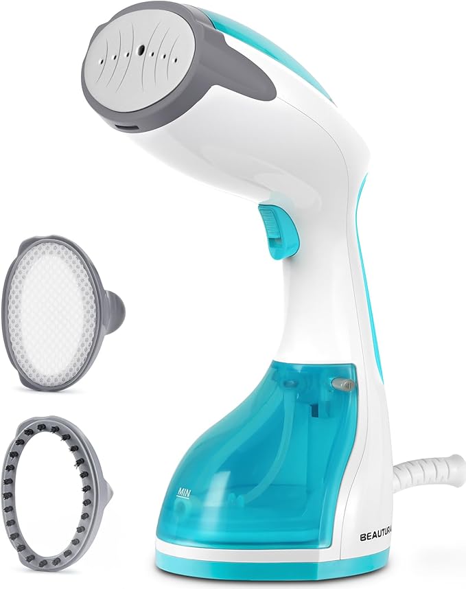 BEAUTURAL Steamer for Clothes Portable Handheld Garment Fabric Wrinkles Remover 30-Second Fast Heat-up Auto-Off Large Detachable Water Tank