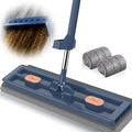 Large Flat Mop New Upgrade Style Large Flat Mop for Wet and Dry Use360 Rotating Dust Mop with Dewatering Scraper with 2 Scraper 12027(Blue with 2 Mop)