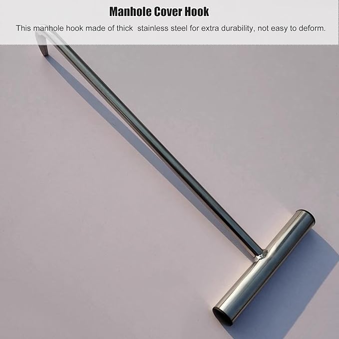 Drain Grate Cover Lifting Tool Roller Shutter Puller Hook for Sewer Maintenance Retrieving Cable Garbage Disposal T Stainless Steel Manhole Lid Opener (Color : 12mm Size : 80cm/31.5in)