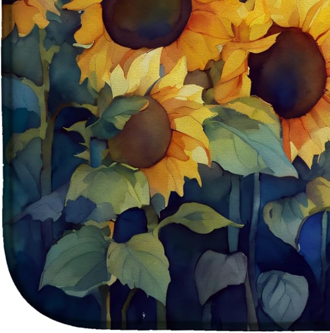 Caroline's Treasures DAC1614DDM Sunflowers in Watercolor Dish Drying Mat Absorbent Dish Drying Mat Pad for Kitchen Counter Dish Drainer Mat for Countertop 14 x 21 Multicolor