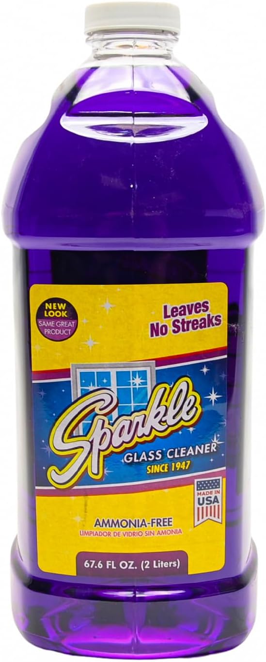 Sparkle Ammonia-Free Glass Cleaner Refill Heavy Duty Streak-Free Window &amp Mirror Cleaner Spray Original Formula 2L Bottle (Pack of 1)