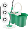 Spin Mop and Bucket with Wringer Set 360°Spin Mop &amp Bucket Floor Cleaning System Mop Bucket with Adjustable Extended Handle 3 Microfiber Replacement Head Refills Green