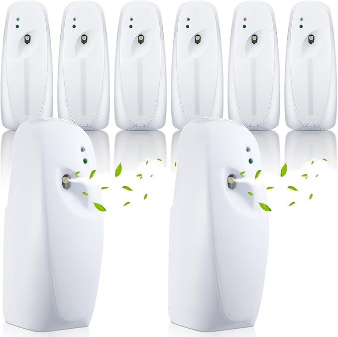 Uiifan 8 Pcs Automatic Air Freshener Spray Dispenser 8.27 x 3.15 x 3.15 Inch Wall Mounted Automatic Air Freshener Dispenser Mist Adjustable Fragrance Aerosol Spray Sprayer for Room