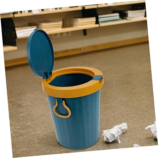 Large Capacity Reusable Trash Can with Lid PP Wastebasket for Kitchen Bathroom Office Bedroom Sturdy Structure Easy to Use Garbage Bucket for Household and Commercial Waste