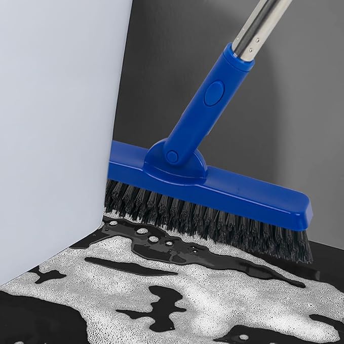 CELOX Grout Brush with Long Handle V-Shape Grout Line Scrubber with Stiff Bristle for Deep Cleaning Tile Grout Blue