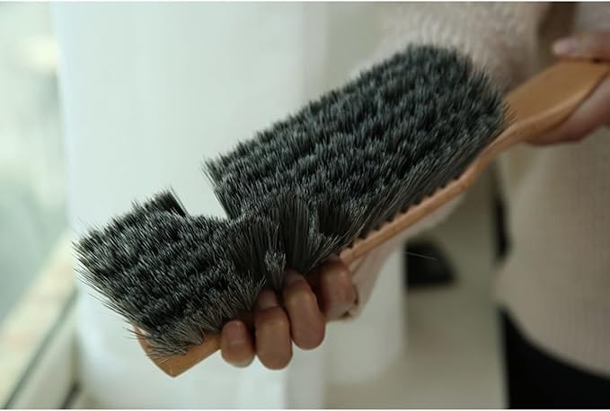 Soft Bristle Hand Brush Wooden Handle for Woodworking Shop Bench Sawdust Removal Non-Scratch 14 Inch Long (2pcs Brown)