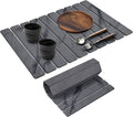 Large Stone Dish Drying Mats for Kitchen Counter 24(L)×16(W) Marble Drying Collapsible Dish Drying Mat Eco-Friendly Absorbent Diatomaceous Earth Mats for Dishes Bottles Cups - Dark Grey
