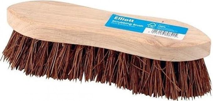 Elliott Wooden Hand Scrubbing Brush with stiff natural Bassine bristles heavy duty multipurpose and water resistant made with natural fibres easy to use and long lasting