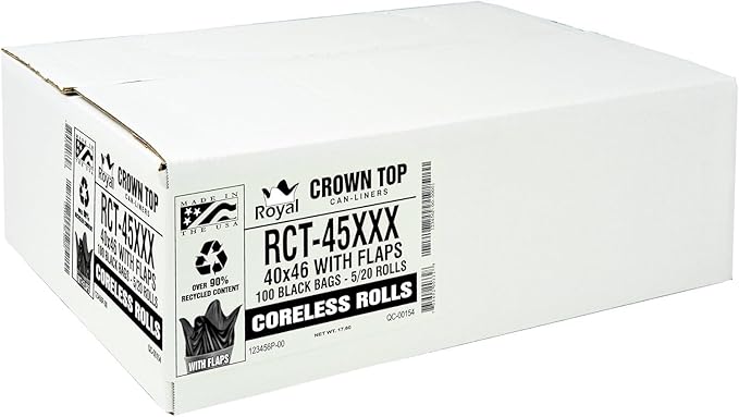 Heavy Duty 45 Gallon Trash Bags - (Huge 100 Pack/w Flap Ties) - 2.0 MIL (Equivalent) 40 x 46 Star Seal Bottom Thick Garbage Bags for Contractors Lawn Leaf Yard Waste Commercial Kitchen