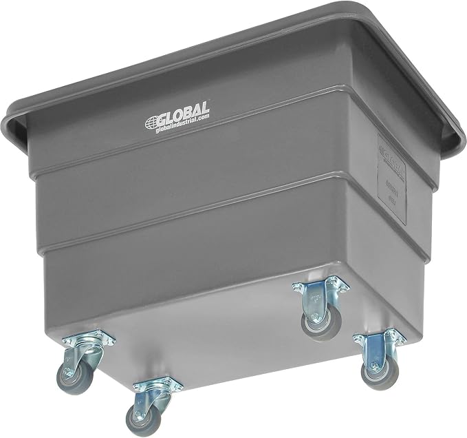 Global Industrial 6 Bushel Plastic Bulk Box Truck Direct Mount Base 500 lbs. Capacity 3 Non-Maring Rubber Casters Gray 33-2/5L x 23 W x 24-1/2H