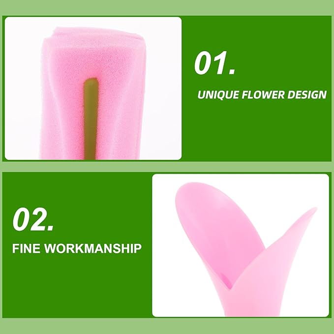 4pcs Flower Cactus Sponge with Vase Cute Baby Bottle Scrubber Dish Washing Kitchen Cup Cleaning Brush Feeding Bottle Cleaning Brush Pink