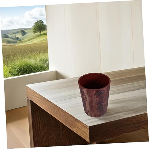 BESPORTBLE Rustic Trash Can Large Capacity Plastic Wood Grain Wastebasket for Bathroom Kitchen Office Home Use