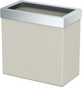 Gatco Modern Rectangle Wastebasket Matte Pearl and Chrome Combo - Stainless Steel Trash Can with Removable Lid Leakproof 3 Gallon Capacity for Bathroom Bedroom Kitchen or Office
