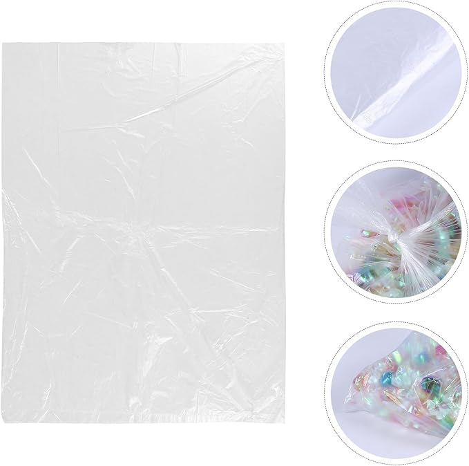 Pe Flat Open Poly Trash Bags 60x45cm 200pcs Disposable Waterproof Plastic Rubbish Bags for Household Kitchen Waste Disposal
