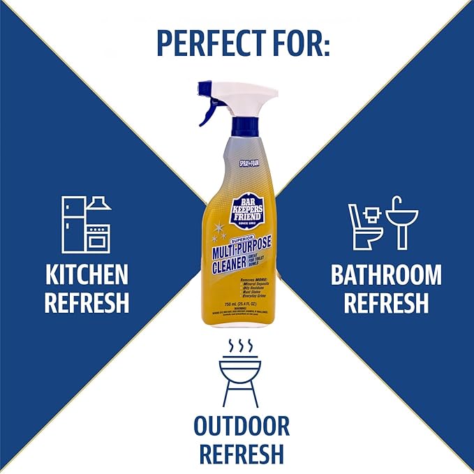 Bar Keepers Friend Soft Cleanser (26 oz) MORE Spray + Foam (25.4 oz) Multipurpose Cleaner Bundle Stain &amp Rust Remover for Multi Surface Bathroom Kitchen &amp Outdoor Cleaning