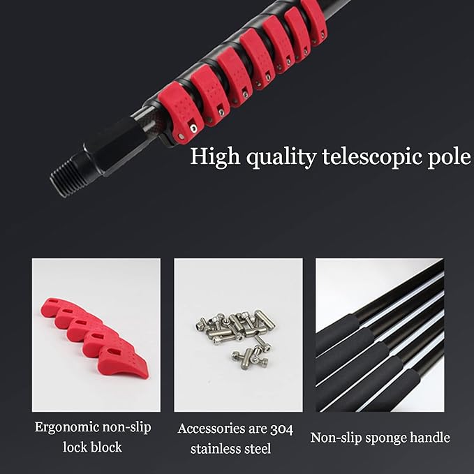 Water Fed Pole Kit Window Cleaning Brush with Extended Handle and Water Hose Cleaning and Washing Tool19FT/6M