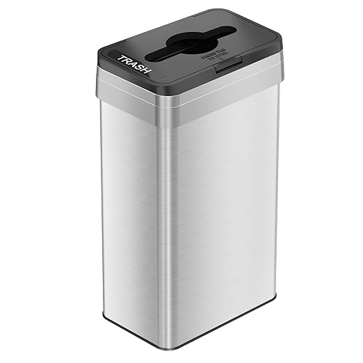 18 Gallon Open Top Commercial Trash Can with Dual AbsorbX Odor Filters 68 Liter Rectangular Stainless Steel Garbage Bin for Restaurant Restroom Kitchen Store Office Breakroom Business Home