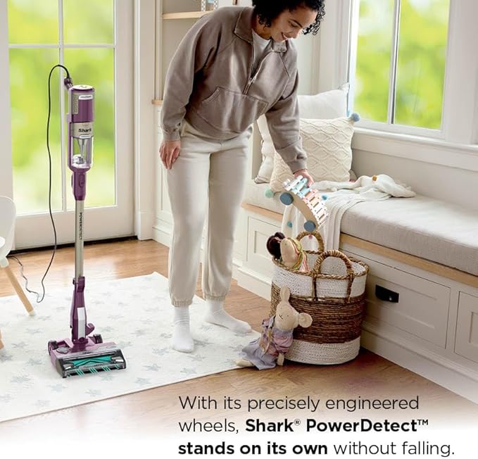 Shark POWERDETECT Ultra-Light Corded Stick Vacuum with DuoClean Technology Self-Cleaning Brushroll for No Hair Wrap Anti-Allergen Complete Seal and Odor Neutralizer Technology Purple HZ4001AMZ