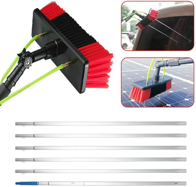 DYRABREST Water Fed Pole KitWindow Washing Kit with 8M Extension Pole Solar Panel Cleaning Brush for Glass Solar Panels Trucks VansWindow