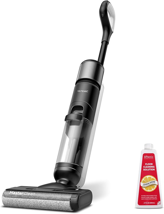 Ultenic Wet Dry Vacuum CleanerCordless Vacuum Mop Combo with Self-CleaningSmart Mess Detection50mins Runtime3-in-1 Vacuum Mop for Hard FloorsEdge CleaningLED DisplayBlackAC1 Elite