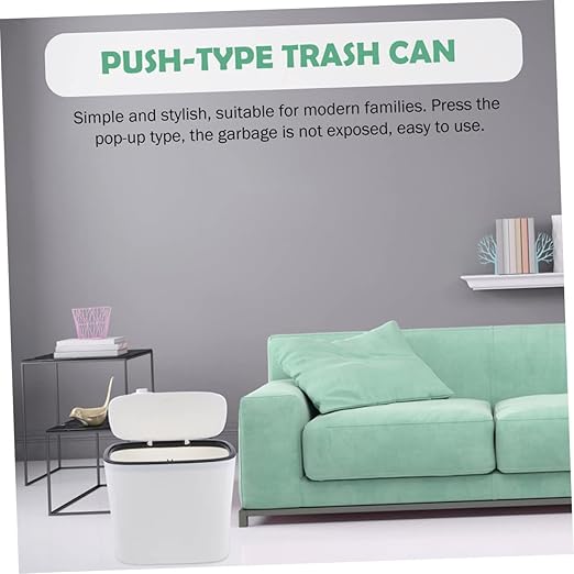 Alipis Mini Press Trash Can Lid High-Capacity Plastic Garbage Container for Bathroom and Kitchen Compact Waste Basket Automatic Pop-Up Lid