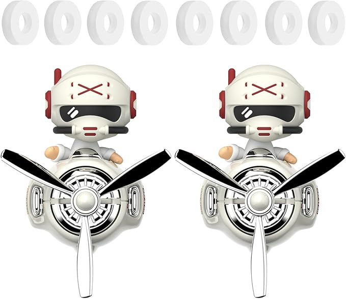 2Pcs Car Air Fresheners Cute Bear Pilot Automotive Air Outlet Creative Car Perfume Diffuser Automotive Accessories Air Vent Decoration with 8 Fragrant Tablets (White 1+White 1)