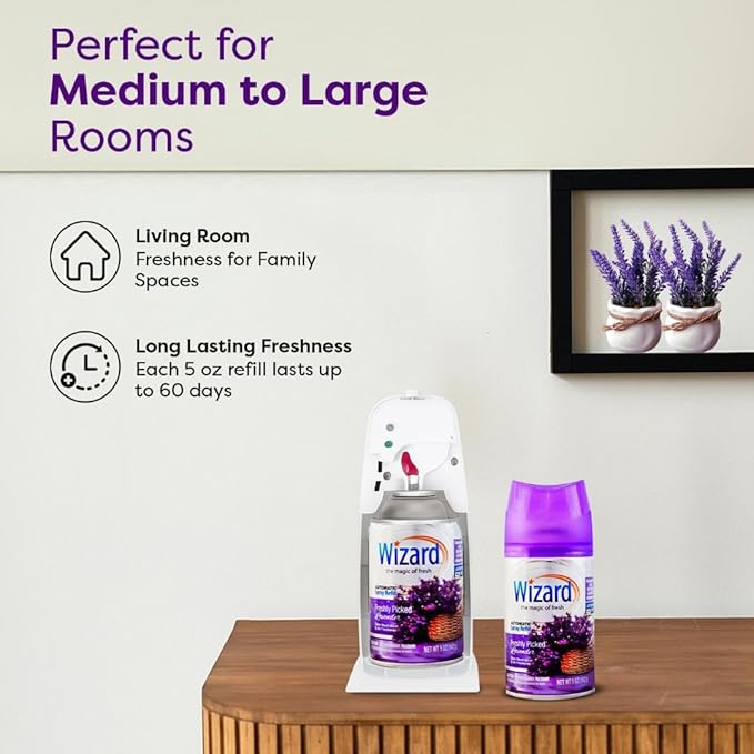 12 WIZARD AUTOMATIC SPRAY REFILLS FRESHLEY PICKED LAVENDER 5 oz
