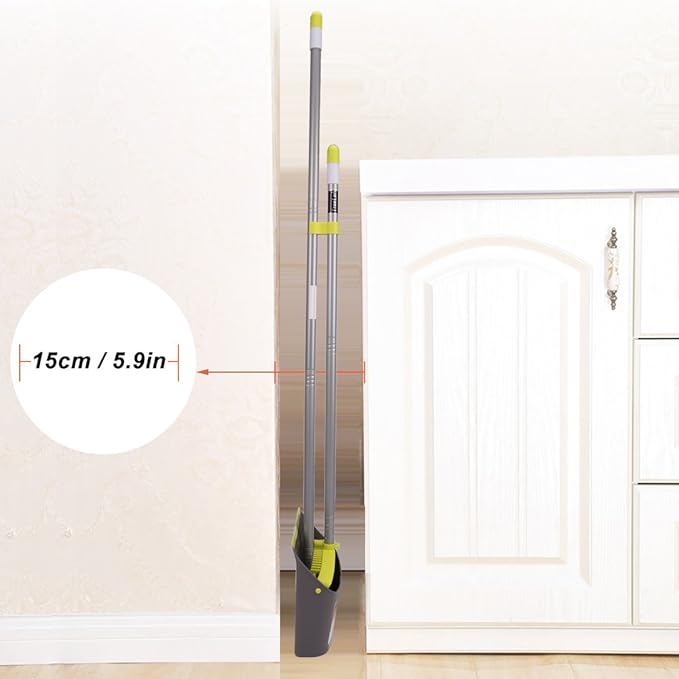 TreeLen Broom and Dustpan Set TreeLen Broom with Dust Pan with Long Handle Combo Set for Office and Home Standing Upright Sweep Use with Lobby