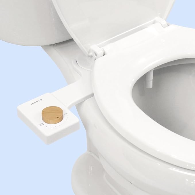 TUSHY Fresh Cool Water Bidet: Ultra Slim Toilet Seat Attachment (Non-Electric Self-Cleaning Hygienic Nozzle) Easy DIY Install &lt10 Min | Adjustable Water Pressure Bamboo Knob
