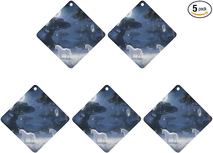 5PCS Car Air Freshener Hanging Personalized Double Sided Unicorn Habitat Car Fresheners Long Lasting New Cars Scents Cute Automotive Freshies for Closets Drawers (tea)