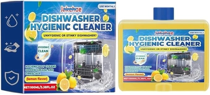 1pcs——3pcs100ml Dishwasher Cleaner &amp Descaler - Lemon Scent Removes Limescale &amp Grease Safe for Dishes Eco-Friendly Formula Compatible with Jakehoe(1pcs)